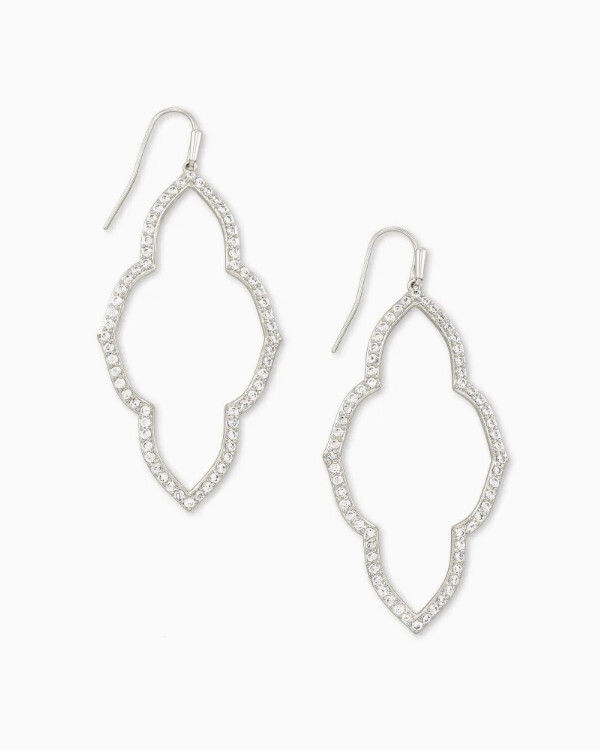 Earring Abbie Open Frame Rhodium w/Crystal Stones