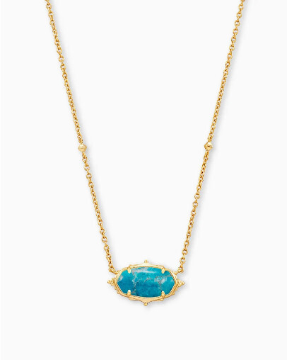 Pendant Necklace Elisa Gold Teal Howlite