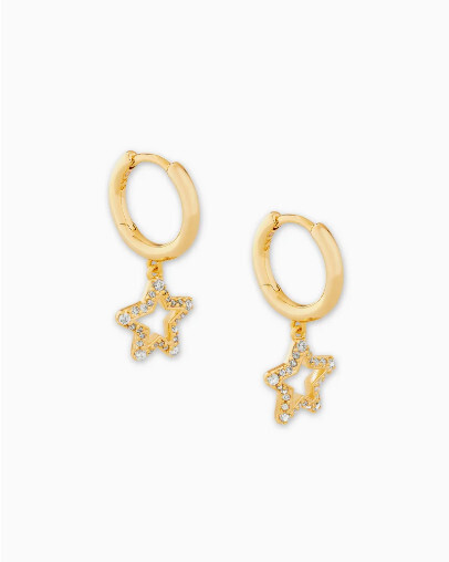 Earring Jae Star Huggie White Crystal Gold