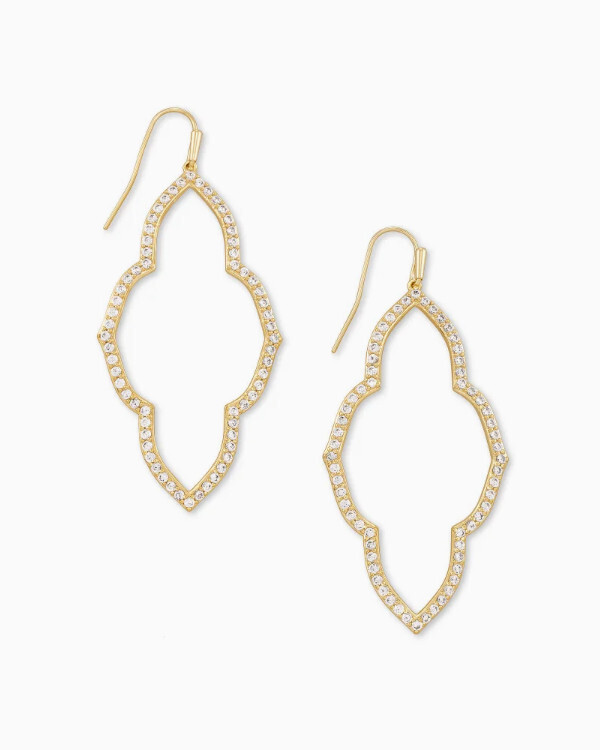 Earring Abbie Open Frame Gold W/Crystal Stones
