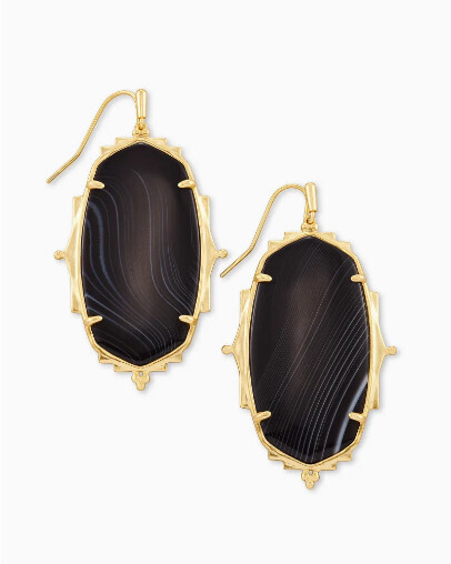 Drop Earring Baroque Ella Black Banded Agate