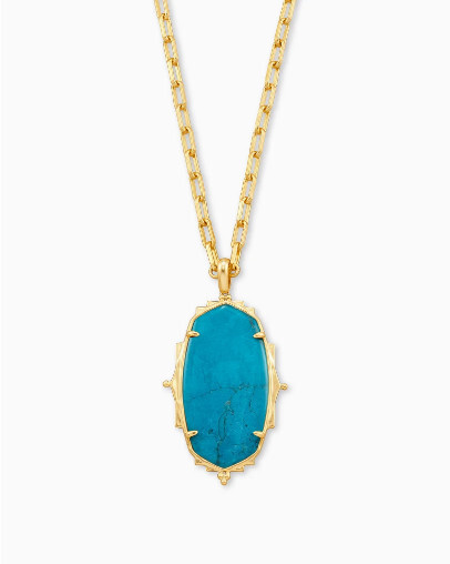 Pendant Necklace Ella Gold Teal Howlite