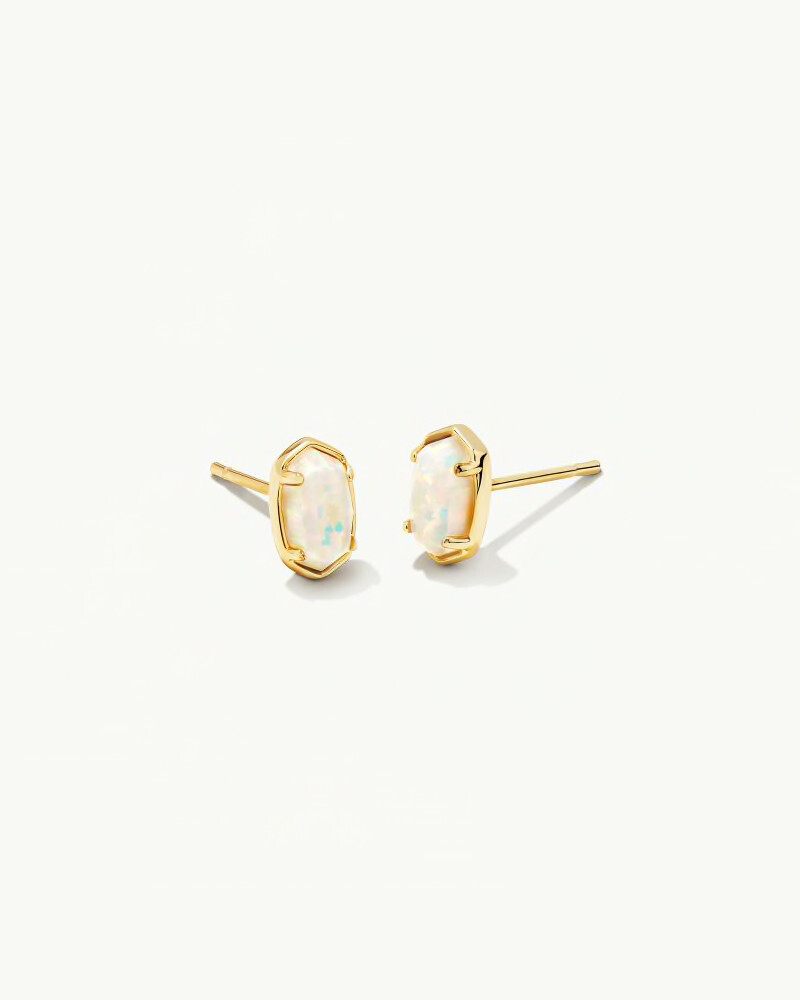 Emilie Stud Earrings Gold White Opal