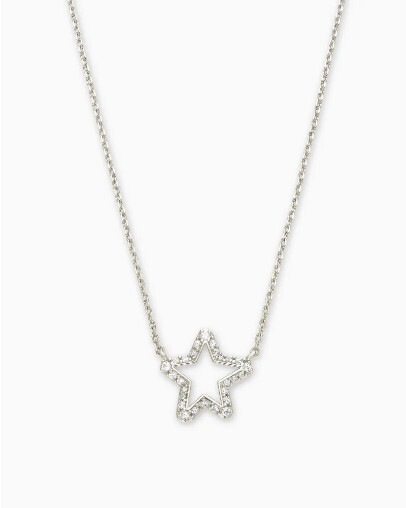 Necklace Ari Star Pendant Rhodium White Crystal