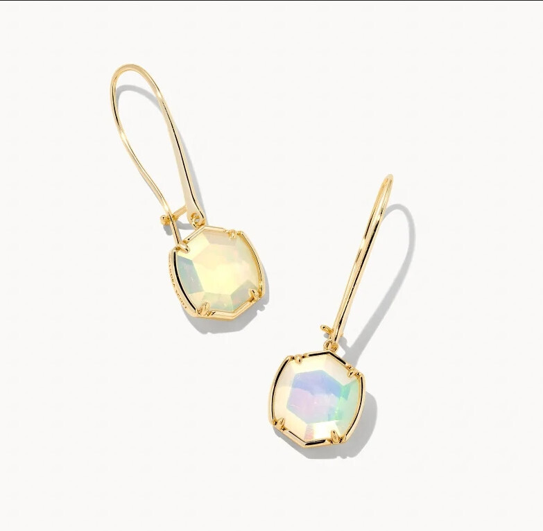 Davis Drop Earring Gold Iridescent Opalite
