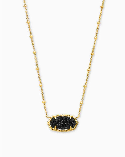 Necklace Elisa Satellite Gold Pendant Black Drusy