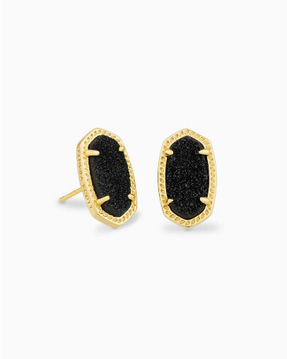 Earring Ellie Gold Black Drusy