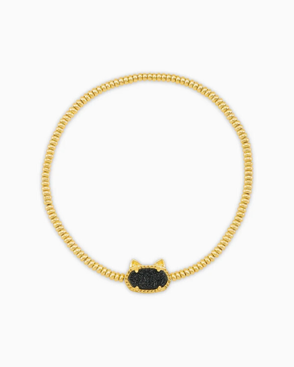 Grayson Stretch Bracelet Gold w/Black Drusy