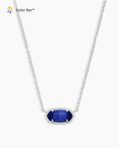Elisa Short Pendant Necklace Rhodium Cobalt Cats Eye