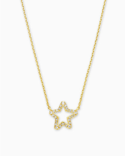 Necklace Ari Star Pendant Gold White Crystal