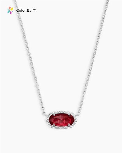 Elisa Short Pendant Necklace Rhodium Clear Berry