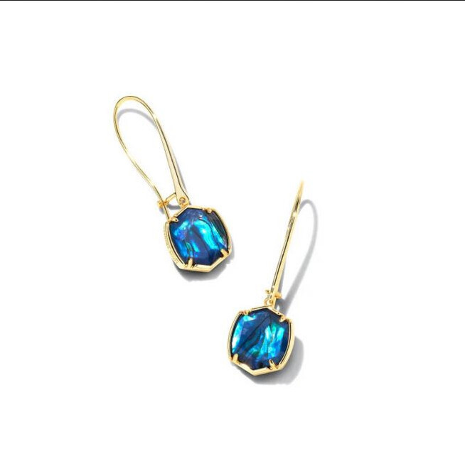 Davis Drop Earring Gold Navy Abalone