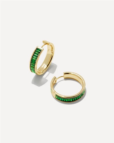 Jack Hoop Earring Gold Green Crystal