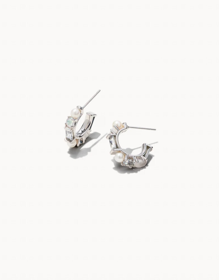 Madelyn Huggie Rhodium White Mix