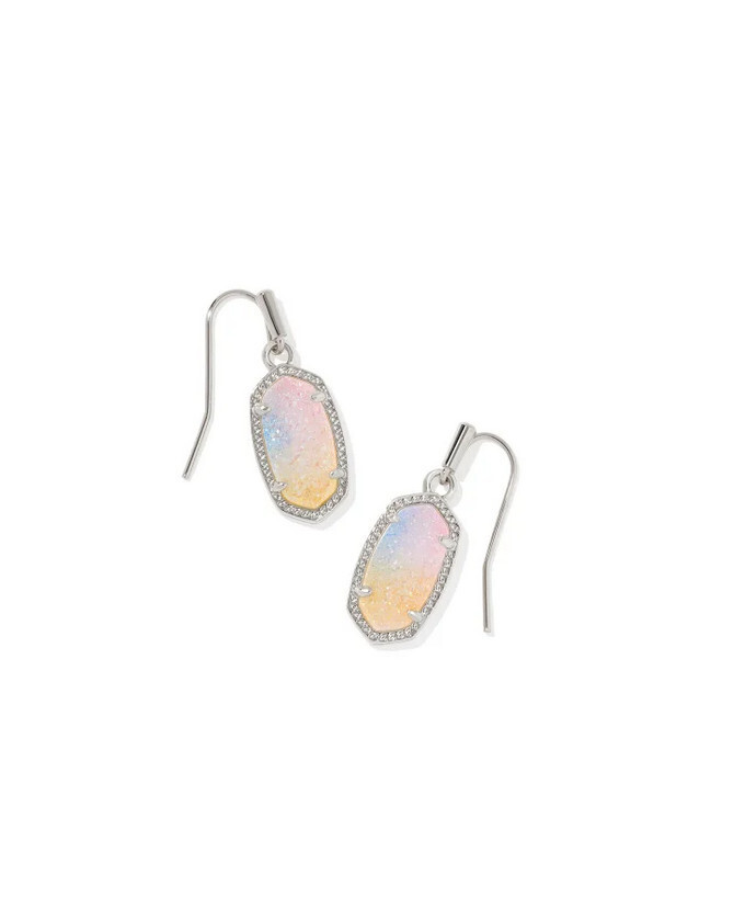 Lee Drop Earring Rhodium Pink Watercolor Drusy