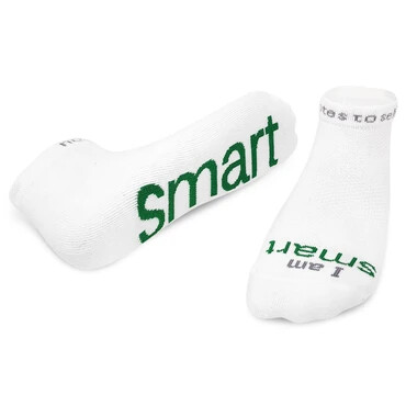  Low Cut Socks I Am Smart White/Green