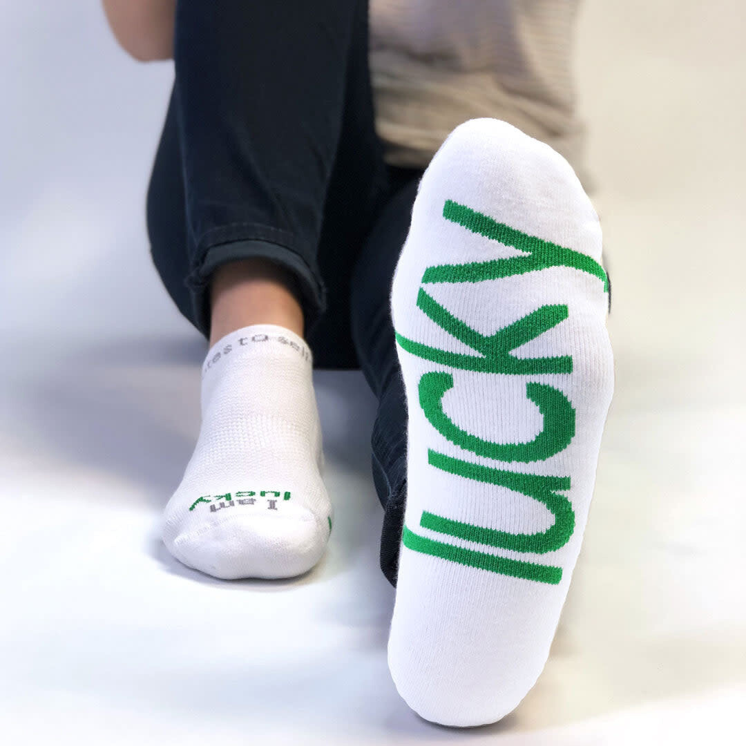 Low Cut Socks I am Lucky White/Green
