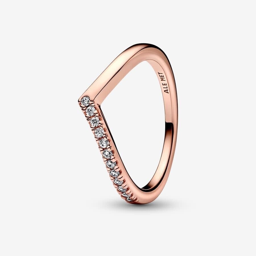 Wishbone 14k rose gold-plated ring with clear FINAL SALE