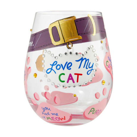 Love My Cat Stemless Wine Glass