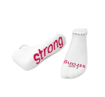 Low Cut Socks I Am Strong White/Bold Pink Large