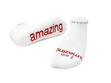 Low Cut Socks I Am Amazing White/Red Medium