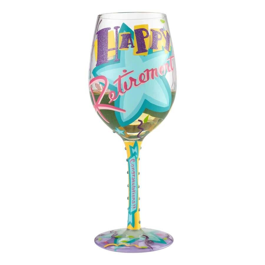 Wine Glass Happy Retirement Blue Star