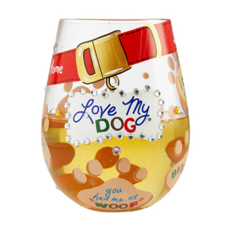 Stemless Wine Glass Love My Dog