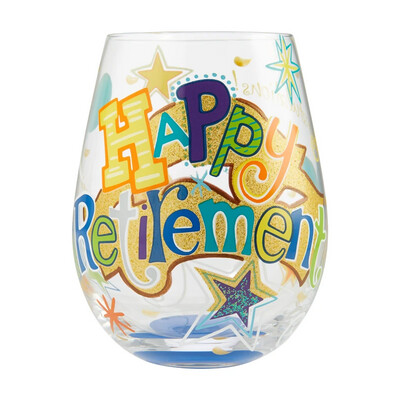 Happy Retirement Stemless Wine Glass