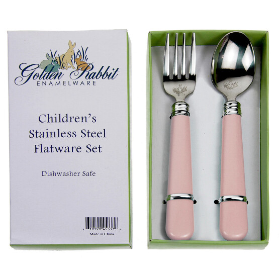 Stainless Steel Baby Flatware Set -Pink