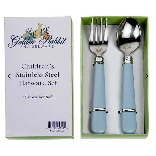 Stainless Steel Baby Flatware Set - Blue