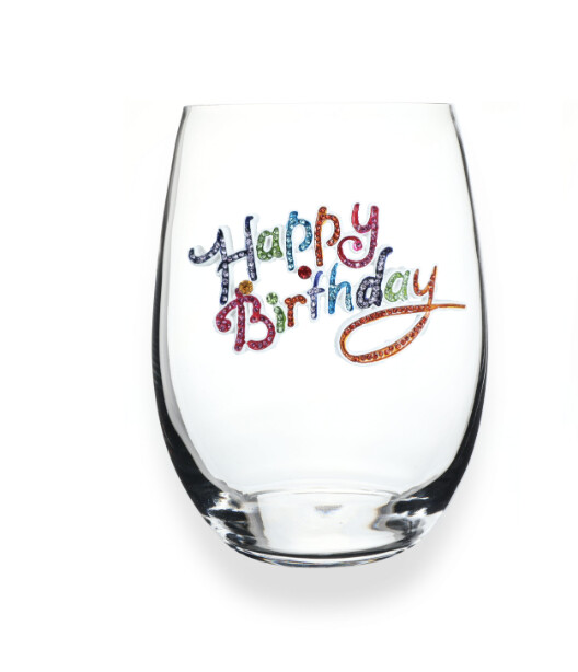 Happy Birthday Stemless Wine Glass