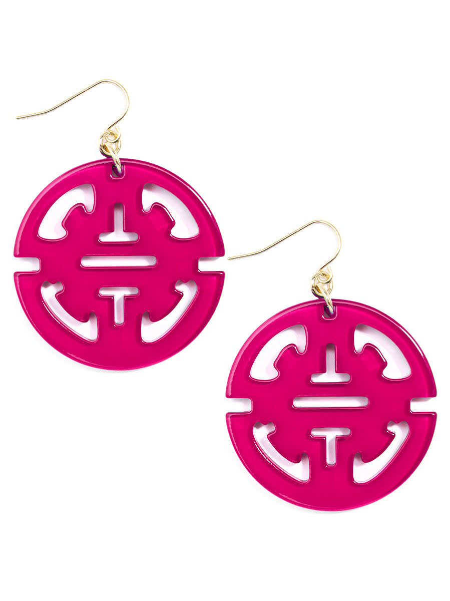 Traveling Resin Drop Earring, Color: Hot Pink