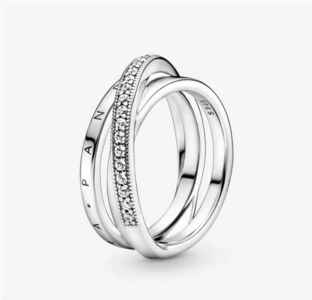 199057C01-52 Crossover Pavé Triple Band Ring size 52- FINAL SALE
