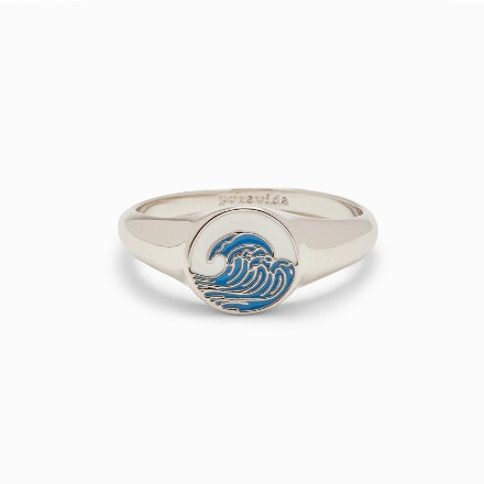 Make Waves Signet Ring Silver Sz 9