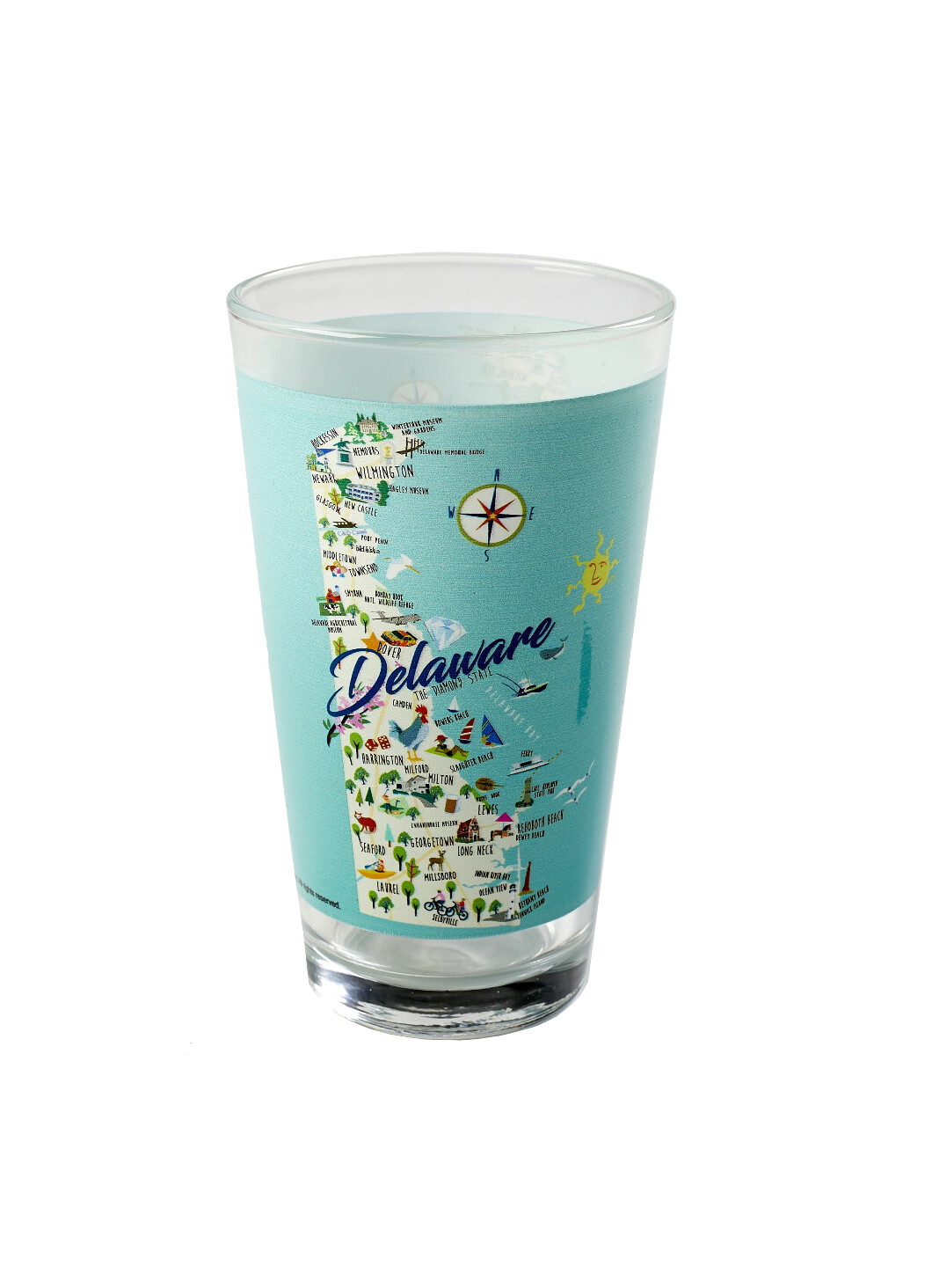 Pint Glass Delaware State Map