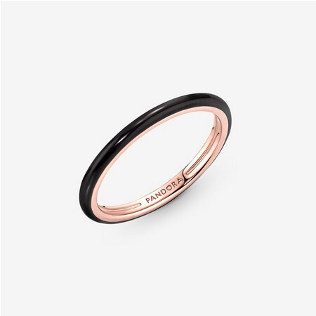 189655C01-54 14k Rose gold-plated ring with black enamel- FINAL SALE