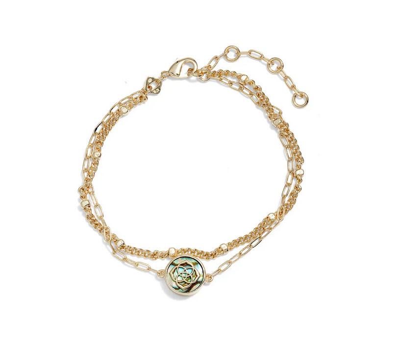 Stamped Dira Delicate Chain Bracelet Gold Abalone Shell