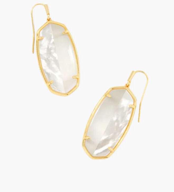 Elle Intarsia Drop Earring Gold White