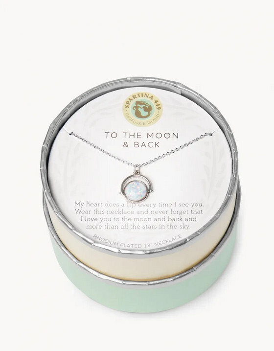 Sea La Vie Necklace 18&#39;&#39; To the Moon Back/Heart Flip Silver