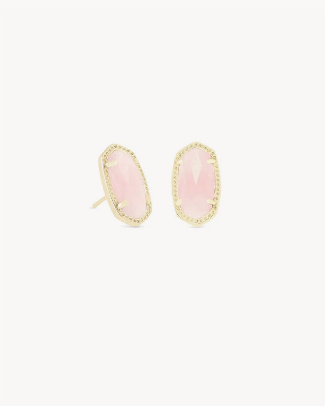 Ellie Stud Earrings Gold Rose Quartz