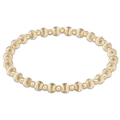 Dignity Grateful Pattern 5mm Bead Bracelet- Gold