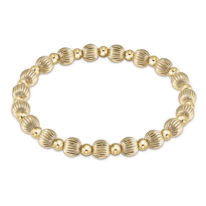 Dignity Grateful Pattern 4mm Bead Bracelet- Gold
