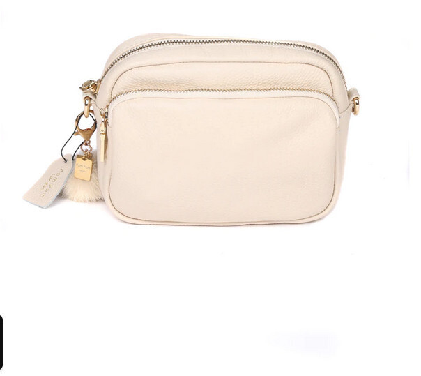Mayfair Bag w/Pom Keychain Cream