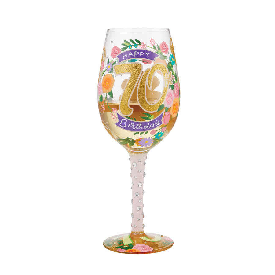 Happy 70th Birthday Wine Glass