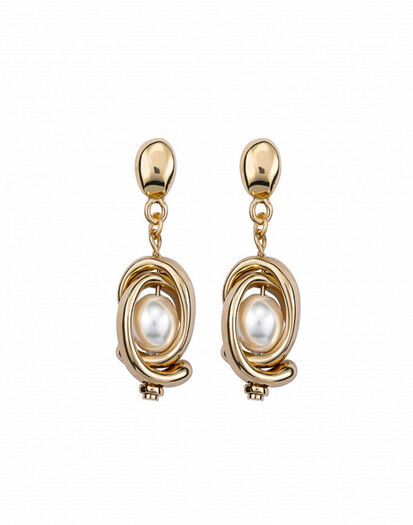 Planets Pearl Earrings Gold