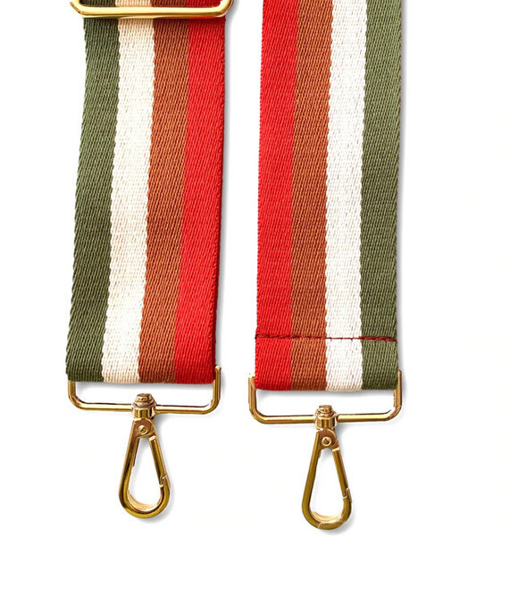 Pom Pom Strap Striped Khaki Stripe