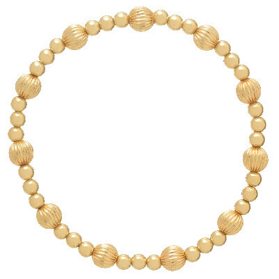 Dignity Sincerity Pattern 6mm Bead Bracelet Gold