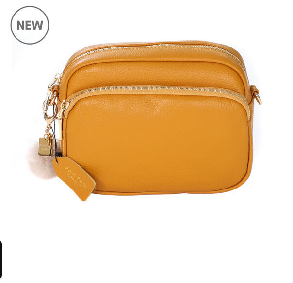 Mayfair Bag w/Pom Keychain Mustard