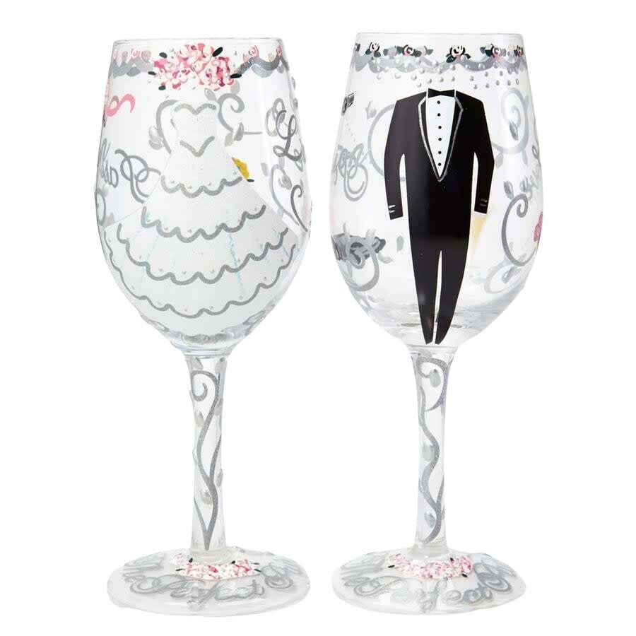 Wine Glass Bride &amp; Groom  Set/2
