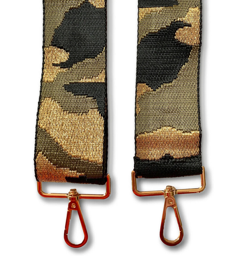 Pom Pom Strap Khaki &amp; Gold Camouflage